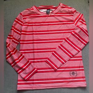 Coastal threads beachcombers swim shirt red and white stripes